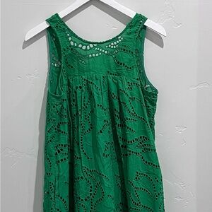 ANTHROPOLOGIE- Maeve Belrose Eyelet Maxi Dress. Green, Size S. NWT.